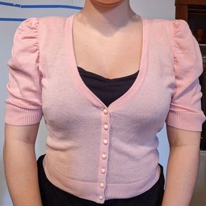 Short pink cardigan